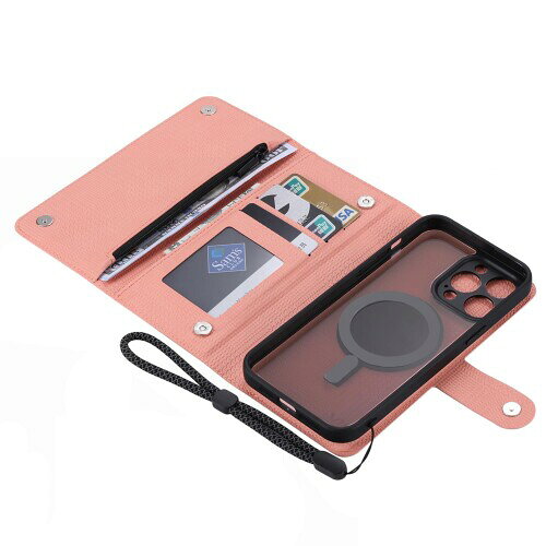 Smartist ViLi GHB iPhone 15 Pro 対応 財布型 取外し可能 ケース 分離式 2way カード収納 ストラップ付 手帳型ケース サーモン ピンク CIH15Pro-VL-GHB-PK