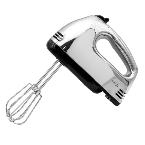 sology(ソロジー) ハンドミキサー 軽量560g スピード調節 電動 泡立て器 立てて置ける ふわふわ 生クリーム メレンゲ お菓子づくり シルバー メッキ