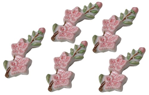京焼 清水焼 江泉 箸置 5個セット 桃の花 HKX282