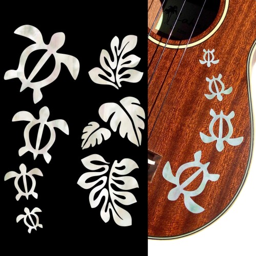 Jockomo Honu/ホヌ・ファミリー & ハワイアン Leaf(ホワイトパール)ウクレレにピッ...