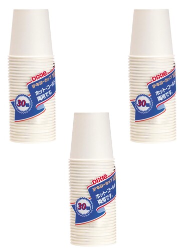 日本デキシー(Dixie Japan) 紙コップ 100ml ホワイト 30個入×3セット ホット・コールド両用 使い捨て 日本製 エコノウエア KHC303EW