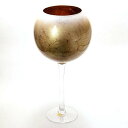 イタリア製 ナポリ ガラス 花器 ゴールド リーフ 豪華 金箔 モダン ワイングラス 花瓶 デザイン コンポート ボウル 金 装飾 アート オブジェ フラワーベ...