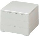 J-kitchens 日本製 重箱 3段 6.5寸 彩 ホワイトパール 内塗無 19.5cm x 19.5cm x 16.5cm