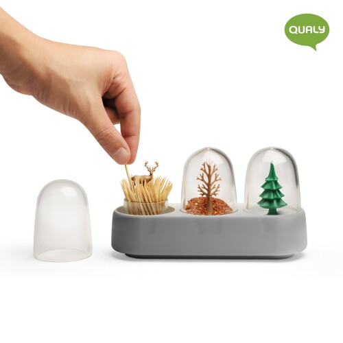 QUALY Forest Ecology ソルト、コショウ、つまようじホルダー 楽しいキッチンガジェット 新築祝い BPAフリー クールなキッチンガジェット モダンなホームデコレーション ギフト (森林生態学 mannishboy-24226672 マニッシュボーイ サンプル画像2