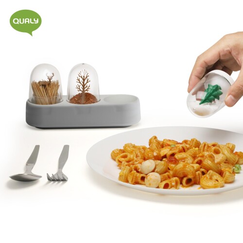 QUALY Forest Ecology ソルト、コショウ、つまようじホルダー 楽しいキッチンガジェット 新築祝い BPAフリー クールなキッチンガジェット モダンなホームデコレーション ギフト (森林生態学 mannishboy-24226672 マニッシュボーイ サンプル画像3