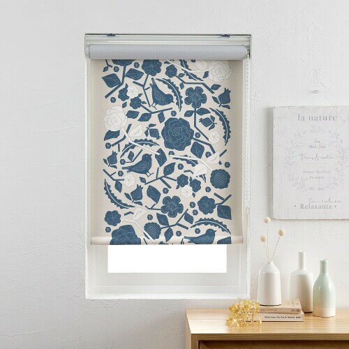 スミノエ(Suminoe) ロールカーテン ブルー 幅60cm ×丈180cm クコ 天井付 左操作 V1305