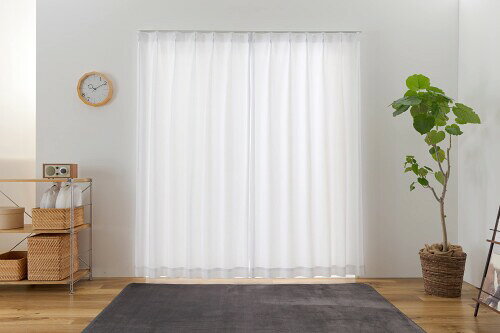Rakuten - ユニベール レースカーテン 幅150cm×丈198cm 1枚 UVカット90%以上 遮熱 見えにくい 洗える リーフ UVマイティー