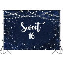 バック紙 背景紙 スウィートシックスティーン sweet sixteen sweet16 装飾 壁紙 デコレーション 誕生日 16歳 写真撮影 スタジオ バナー 星空 ブラック (26052-26072) ビニール300x200cm