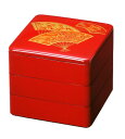 J-kitchens 重箱 3段 6寸 重朱扇面松竹梅 18.1cm x 18.1cm x 16.3cm 日本製