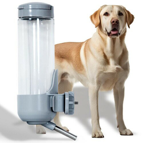 プチリュバン 犬 猫 給水器 700ml グレー 大容量 ペット水飲み器 大型犬 中型犬 ペットケージ ペットキ..