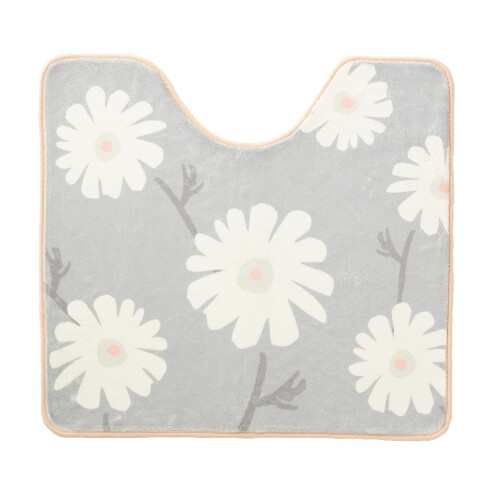 Rakuten - Jubilee ジュビリー もこもこ起毛トイレマット 55x60cm 北欧風花柄デザイン 裏面も花柄の滑り止め付 FL004
