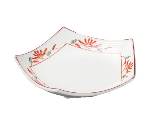 Rakuten - 美濃焼 大皿 業務用 日本製 23.5×23.5×4.5cm 朱呉須赤絵五角皿大 4638474