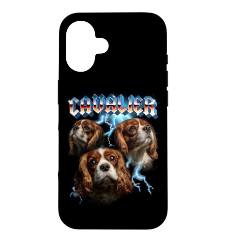 Heavy Metal Rock Band Cavalier King Charles Spaniel Lover スマホケース iPhone 16 用