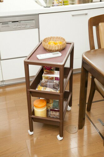 木本化学工業 木本化学 インテリアカート ワイド 3段(ブラウン)