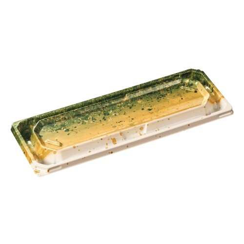 中央化学 寿司容器 BCF宝台閣 6−1 清明GN−BK 身 (280×103×22mm) 50枚入 素材:BCF(電子レンジ不可) 「宝台閣」囲い枠によって寿司がズレにくく美しい見栄えをキープ。 楼閣のような重厚感で、寿司をより魅力的にみせる機能と見栄えを両立させた寿司容器です。 盛り付けの位置を高くすることでネタとシャリがしっかり見えます。 不意な衝撃にも外れにくい側面外嵌合蓋。 身には植物由来原料を使用、蓋はリサイクル原料を使用した環境配慮製品です。 電子レンジ不可 身 ■蓋別売り 安心安全の日本製 本品はプラスチック製のワンウェイ容器ですので繰り返しのご使用は避けてください。 商品コード20081778629商品名中央化学 寿司容器 BCF宝台閣 6−1 清明GN−BK 身 (280&times;103&times;22mm) 50枚入型番21956サイズ280&times;103&times;22mmカラー清明GN−BK※他モールでも併売しているため、タイミングによって在庫切れの可能性がございます。その際は、別途ご連絡させていただきます。※他モールでも併売しているため、タイミングによって在庫切れの可能性がございます。その際は、別途ご連絡させていただきます。