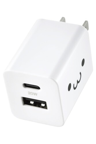 エレコム Type-C 充電器 20W USB PD対応 2ポート USB-C USB-A しろちゃん EC-AC22WF