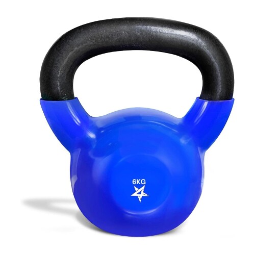 Yes4All ケトルベル ? ビニールコーティング 鋳鉄製 ダンベル、自宅フィットネスや全身トレーニングに、滑りにくいグリップ、安定感のあるフラットベース、4kg～20kg