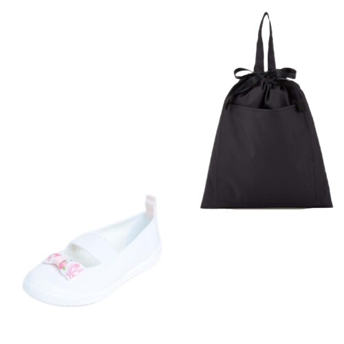 (エンジェルスマイルロイヤルスクール) 上履き リボン付き上履き(バレリーナ) 19.0cm&靴袋( ...