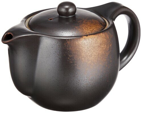初山窯 急須 こげ茶 16.5×11×11Hcm 焼締 ポット(カゴアミ付) YH-261-13