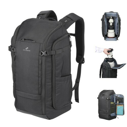 ハクバ HAKUBA カメラバッグ GW-STANDARD リッジ レンズバックパック19 AZ ブラック AMZSGWSR-LBP19 300mmF2.8クラスの大口径望遠レンズを快適に運搬するためのカメラリュック 4977187005127