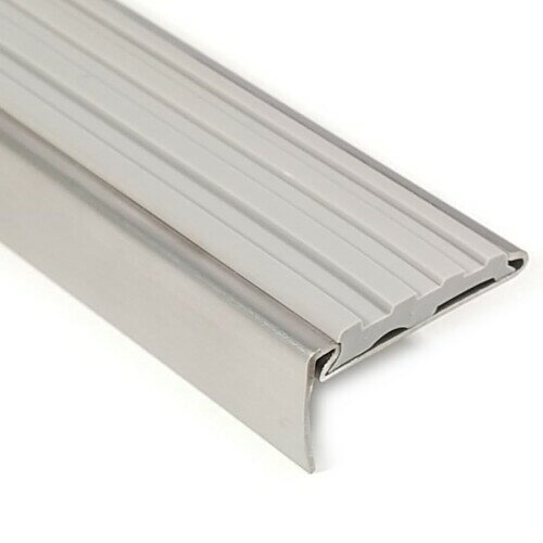 Floor Materials - 階段滑り止め ステンレス製ノンスリップ40巾 ゴムタイヤ充填タイプ KGF514 P03(グレイ) 1m