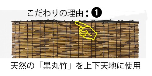 こだわりいぶし すだれ 約74×70cm 小窓用 天然黒丸竹を使用 天然葦 ブラウン 水勘...