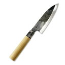 J-kitchens 手打ち 包丁 ( 出刃包丁 中 ) 両刃 白鋼 刃渡り 165mm 長崎県 伝統的工芸品 松原包丁 日本製