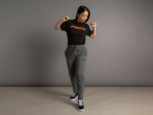 FnaticGear チームロゴ ジョガーパンツ グレー Lサイズ FNC079 CREST JOGGER, DARK GREY MELANGE, L XX3192