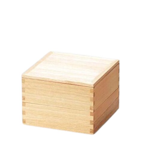 J-kitchens 御節重箱 日本製 木製 白木塗タモ50二段重 内朱 （1組) 15.1cm おせち用