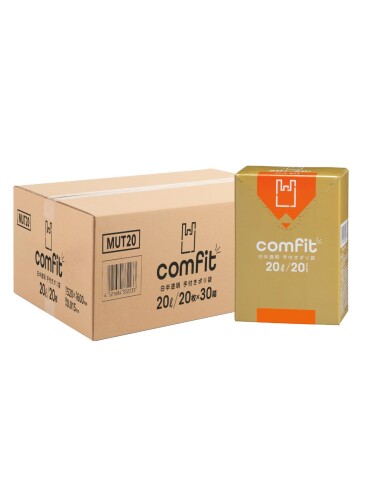 ジャパックス ごみ袋 縦60cm×横52cm×厚み0.015mm 白半透明 Comfit コンパクト BOX ポリ袋 (手付き) 20L 20枚入 MUT20 30個セット