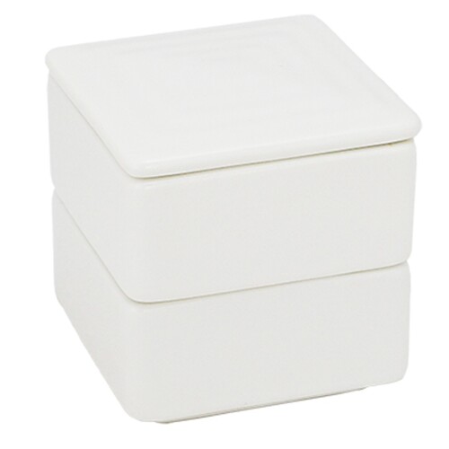 初山窯 重箱 白 7×7×7Hcm (強)ニューボン乳白 角形二段重(小) YH-279-01