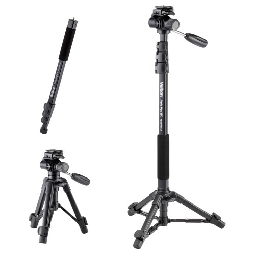 ベルボン Velbon スタンド型一脚 ポールポッド EX フリュードヘッド AZ 4段 レバーロック 脚径23mm フリュード雲台 ビデオ雲台 クイックシュー対応 アルミ脚 卓上三脚へ組み換え可能 Pole Pod A