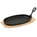 ニトリ(NITORI) 木台・ハンドル付き ステーキ皿 ブラック 幅28×奥行14.2×高さ3.2cm 8965401