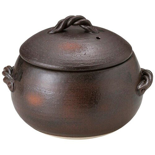 山下工芸 ご飯鍋 陶器 [ファイ]24×27×22cm(身14cm) 黒丸ご飯鍋7合炊 15034110