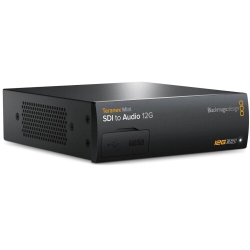 Blackmagic Design コンバーター Teranex mini SDI to Audio 12G 4Kp60対応 003284 ビデオ入力:12G-SDI 1系統(SD/HD/2K/4K自動切替) ビデオ出力:12G-SDI(スルー) オーディオ出力:2chバランスアナログオーディオ(XLR端子) オーディオ出力:2chアンバランスアナログラインレベル(RCA端子) AES/EBUオーディオ出力:4chプロフェッショナル110[オーム]バランスデジタルオーディオ(XLR) 右XLRはタイムコード出力用に設定可能 光端子オーディオ出力:S/PDIF信号(TOSLINK端子) 商品紹介 12G-SDIに対応した次世代コンバーター、Teranex Miniが登場。 数々の受賞歴を誇るTeranex品質で、2016p60までのすべてのSD、HD、Ultra HDフォーマットに対応しています。Teranex miniシリーズの共通仕様として、内蔵AC電源、プロフェッショナルXLRアナログおよびAES/EBUオーディオインターフェース、リモート管理用イーサネット接続、PoE代替電源を搭載しています。 ユーザーによるアップグレードが可能なTeranex Miniのフロントパネルには、カラーディスプレイおよびユーザーコントロールが搭載されているので、コンバーターのフロント部でビデオを素早く確認して設定を変更することが可能。通常の小型コンバーターと同様の高性能機能だけでなく、さらに多くの機能に対応しています。 Teranex mini SDI to Audio 12Gは、あらゆるSD、HD、Ultra HD SDIビデオからオーディオをデエンベッドし、2チャンネルのアナログオーディオをバランスXLR、オプティカル/HiFi RCAへ出力、あるいは最大4チャンネルのAES/EBUデジタルオーディオを出力。SDIオーディオを、オーディオミキサー、iPod、アナログ放送用デッキ、オーディオモニターなどの複数のオーディオ機器に出力する場合に最適です。 ご注意(免責)必ずお読みください 本製品に関しての初期不良の確認および仕様の説明などについては、ブラックマジックデザインテクニカルサポートまで直接お問い合わせ頂きますようお願い申し上げます。 【ブラックマジックデザインテクニカルサポート】 E-mail : support-jp@blackmagicdesign.com 電話 : 03-5465-2102(サポート直通) 商品コード20082212717商品名Blackmagic Design コンバーター Teranex mini SDI to Audio 12G 4Kp60対応 003284型番BM-CONVNTRM-CA-SDIAUカラーブラック※他モールでも併売しているため、タイミングによって在庫切れの可能性がございます。その際は、別途ご連絡させていただきます。※他モールでも併売しているため、タイミングによって在庫切れの可能性がございます。その際は、別途ご連絡させていただきます。