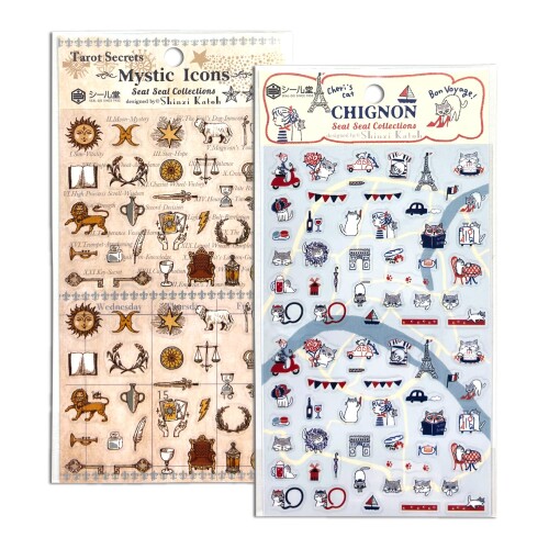 シール堂 日本製 シート シール Chignon・mystic icons 2枚セット 猫 パリ 占い Sh...