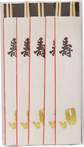 吉井商事 日本製 桧 両口 高級 祝箸 金箔十二支箸 酉 24cm 5膳 正月 おせち 結納 お食い初め YOS-050