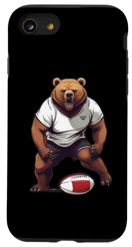 グリズリーベア ラグビー 強烈なグリズリーベア ラグビー選手 スマホケース iPhone SE (2020) / 7 / 8 用