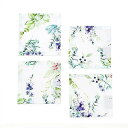 スタイルデコール(STYLE Decor) コースター 綿100% おしゃれ 布 4枚セット 洗える 北欧 花柄 ボタニカル ブルー W3000700