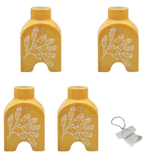 Rakuten - J-kitchens Select 4個入 セット 花瓶 陶器 一輪差し 小花 北欧風 フラワーベース D 6x4xH9cm イエロー （オリジナルタグ1個付）No2981