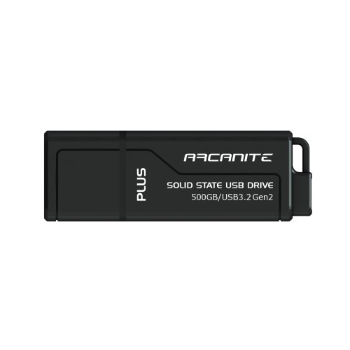 楽天マニッシュボーイARCANITE PLUS, 500GB 外付SSD （USBメモリ） USB 3.2 Gen2 UASP SuperSpeed+, 最大読出速度600MB/s、最大書込速度500MB/s