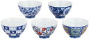 飯碗 おしゃれ ： 染錦絵変り 茶漬 セット Japanese Rice bowl 5pcs set porcelain/Size(cm) Φ12x7.3/No:770800