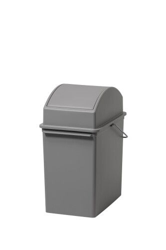 Rakuten - ライクイット (like-it) フタ付きゴミ箱 スイングオープン トラッシュビン 約17L スリム 浅型 ダストボックス LBD-31 グレー 日本製 片手で捨てられる 分別 ゴミ箱17L 持ち手付き