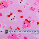 COLORFUL TEXTILE MARKET ハッピーうさちゃん仲良しうさちゃん(ピンク)ラミネート(厚み0.2mm)生地 110cmx300cm D0266...