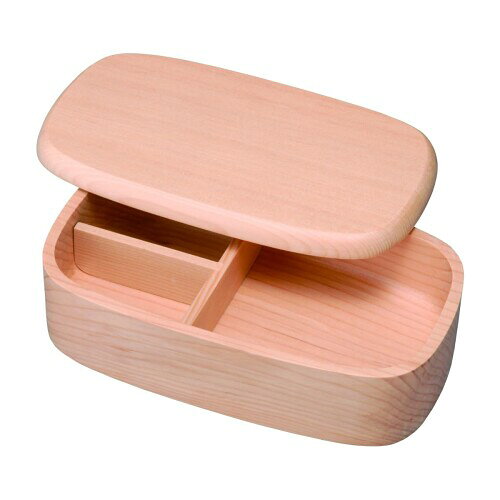 J-kitchens 弁当箱 木製 くり抜き 一段弁 ナチュラル 19.3cm × 11.1cm × 5.5cm 500ml