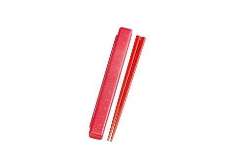 日本製 HAKOYA たつみや 18.0スリム箸箱セット 麻のは 赤 33213