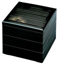 J-kitchens 重箱 3段 8.5寸 千筋 お重箱 黒 松笠 25.6cm x 25.6cm x 16.6cm 日本製