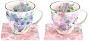 セラミック藍 花工房 ペアマグカップ ピンク/ブルー ちりめん木箱 01465