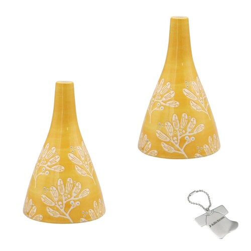 Rakuten - J-kitchens Select 2個入 セット 花瓶 陶器 小花 北欧風 フラワーベース F Φ10xH15.5cm イエロー （オリジナルタグ1個付）No4787