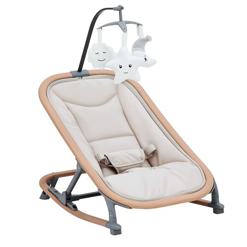 Euker バウンサー 2in1バウンシングシート 生後1カ月頃~ 3段階調節 折り畳み 持ち運び 軽量 ゆりかご 新生児対応 出産祝い プレゼント ベージュ